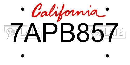 7APB857 California License Plate