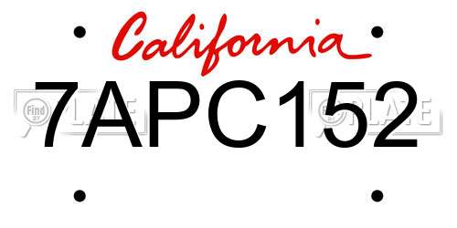 7APC152 California License Plate
