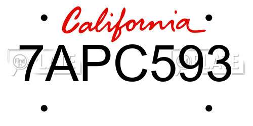 7APC593 California License Plate