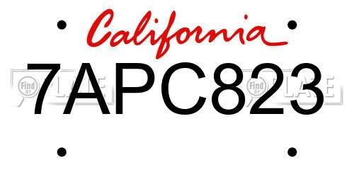 7APC823 California License Plate