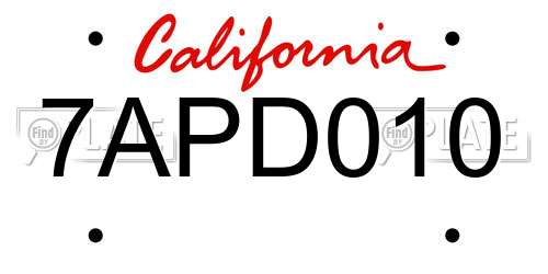 7APD010 California License Plate