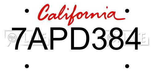 7APD384 California License Plate
