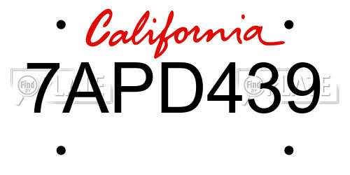 7APD439 California License Plate