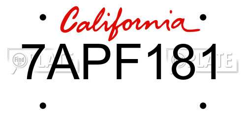 7APF181 California License Plate