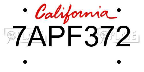 7APF372 California License Plate