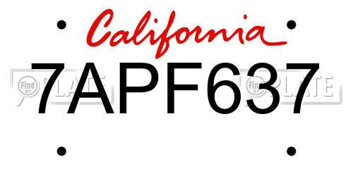 7APF637 California License Plate