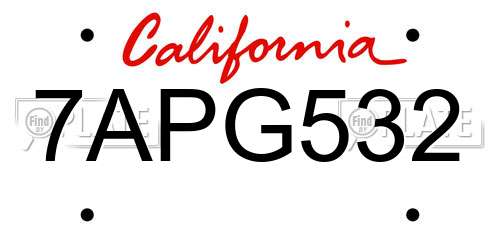 7APG532 California License Plate