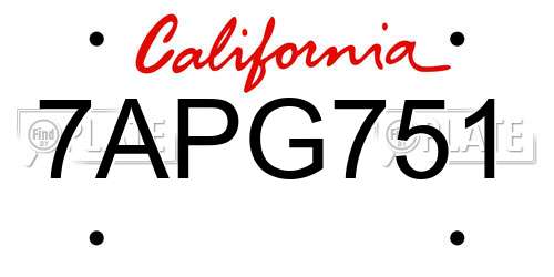 7APG751 California License Plate