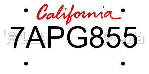 7APG855 California License Plate
