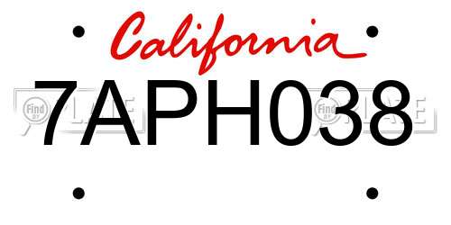 7APH038 California License Plate