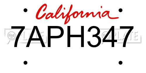 7APH347 California License Plate