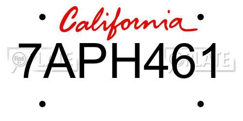 7APH461 California License Plate