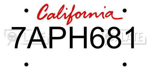 7APH681 California License Plate