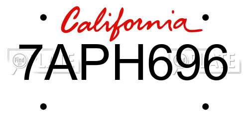 7APH696 California License Plate