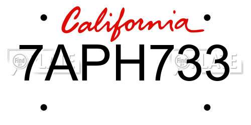 7APH733 California License Plate