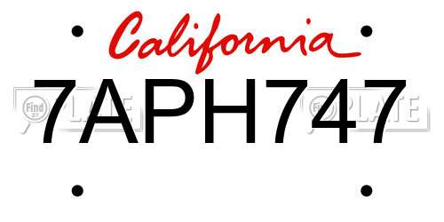 7APH747 California License Plate