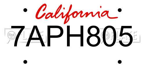 7APH805 California License Plate