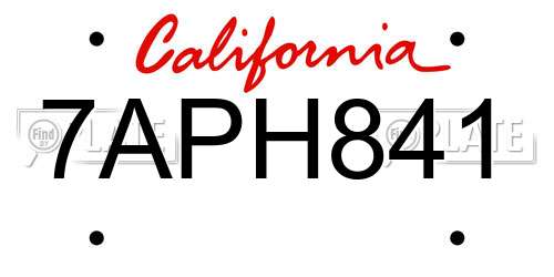 7APH841 California License Plate