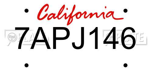7APJ146 California License Plate