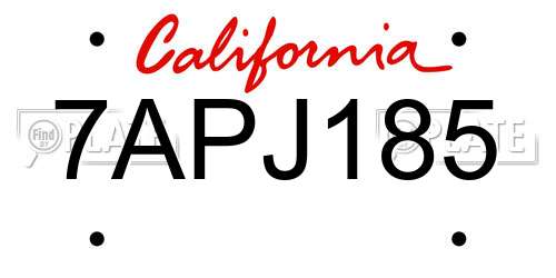 7APJ185 California License Plate