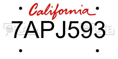 7APJ593 California License Plate