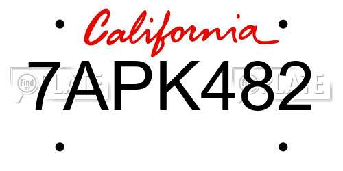 7APK482 California License Plate