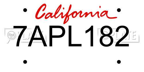 7APL182 California License Plate