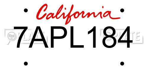 7APL184 California License Plate