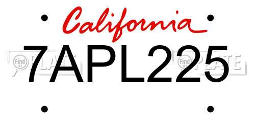 7APL225 California License Plate