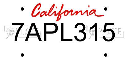 7APL315 California License Plate
