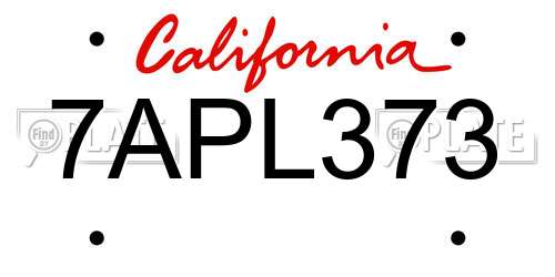 7APL373 California License Plate