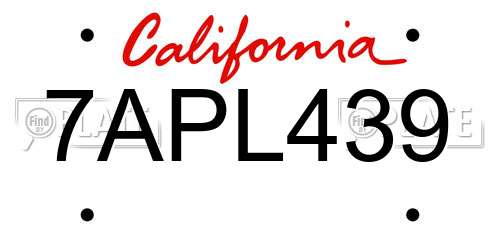 7APL439 California License Plate