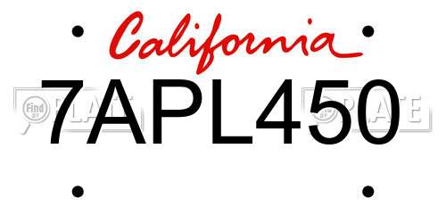 7APL450 California License Plate