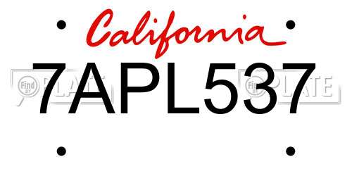 7APL537 California License Plate