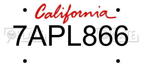 7APL866 California License Plate