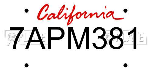 7APM381 California License Plate