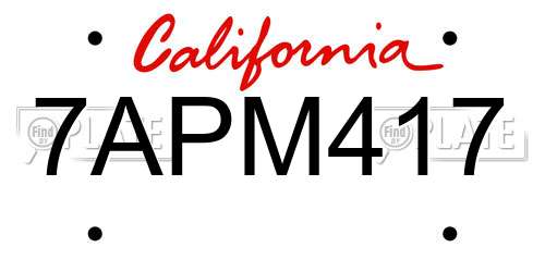 7APM417 California License Plate