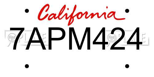 7APM424 California License Plate