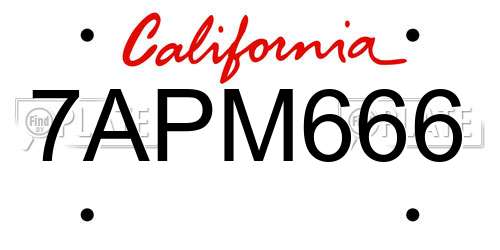 7APM666 California License Plate