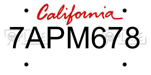 7APM678 California License Plate