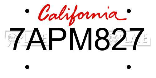 7APM827 California License Plate