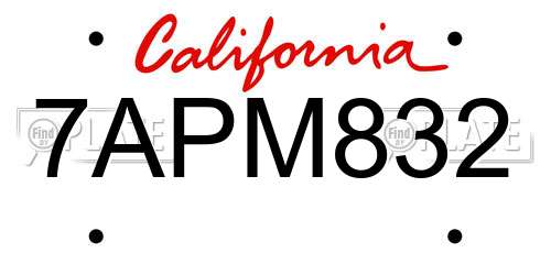7APM832 California License Plate