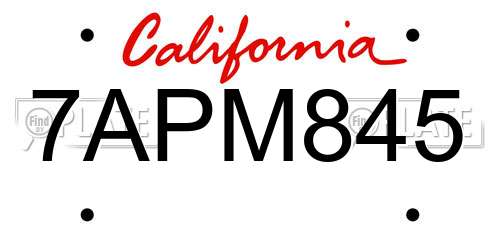7APM845 California License Plate