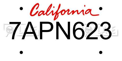 7APN623 California License Plate