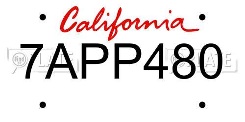 7APP480 California License Plate