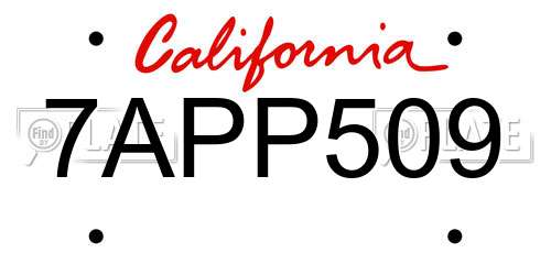7APP509 California License Plate