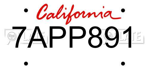7APP891 California License Plate
