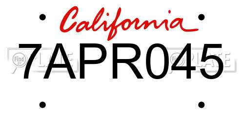 7APR045 California License Plate