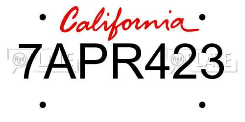 7APR423 California License Plate