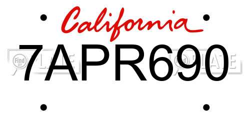 7APR690 California License Plate